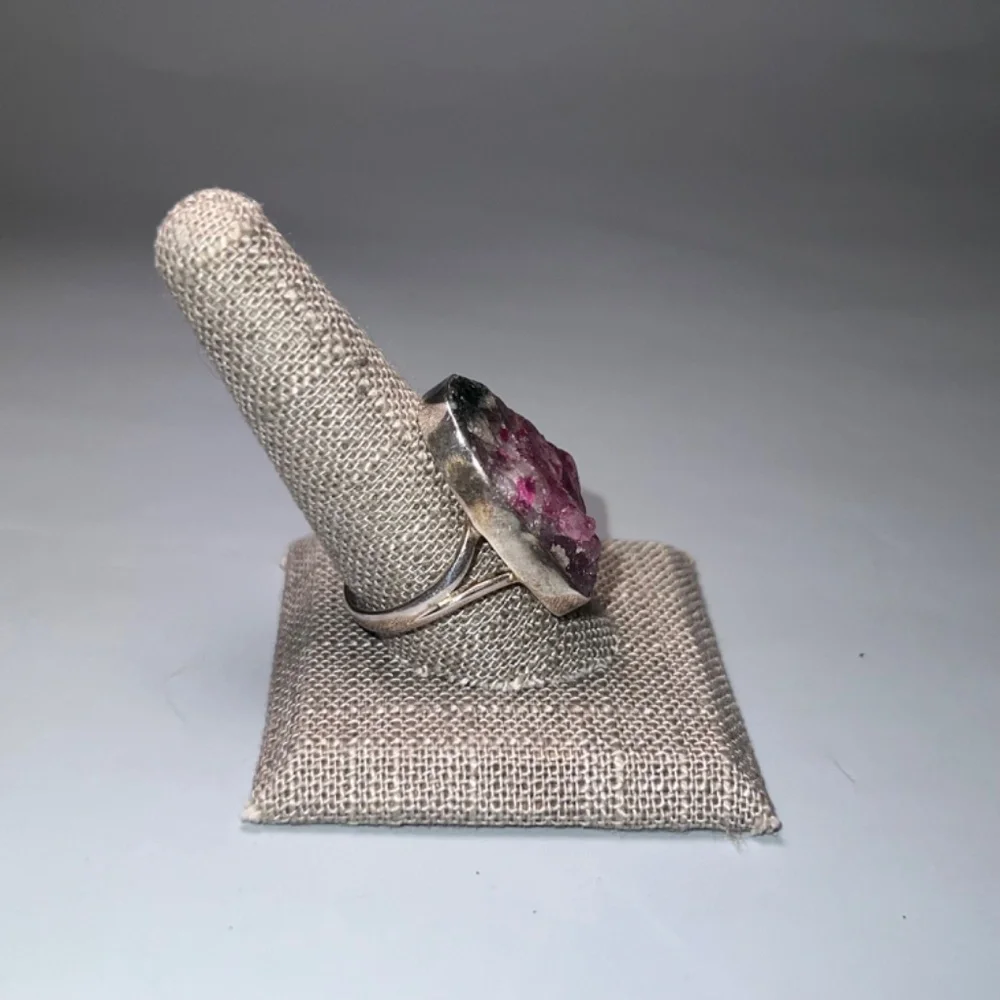 Raw Red, White & Green Watermelon Tourmaline Ring - Picture 8 of 8
